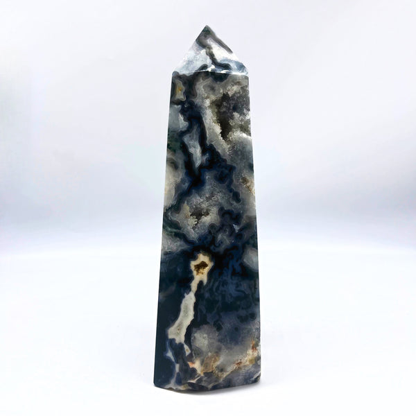 Moss Agate Tower Natural Elegance in Stone