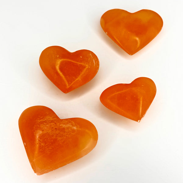 Peach Selenite Hearts