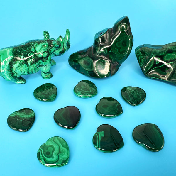 1" Malachite Hearts