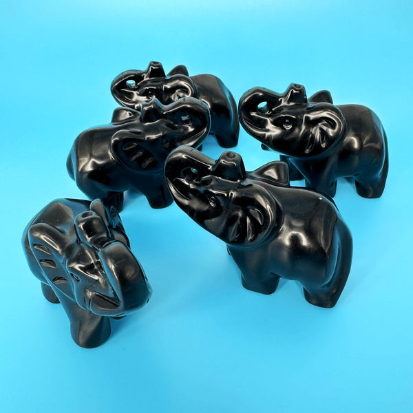 4" Obsidian Elephants