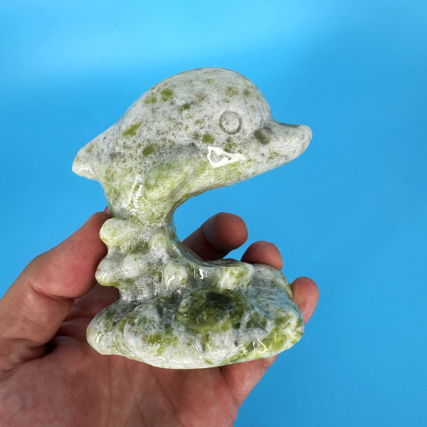 5" Burmese Jade Dolphin Carvings