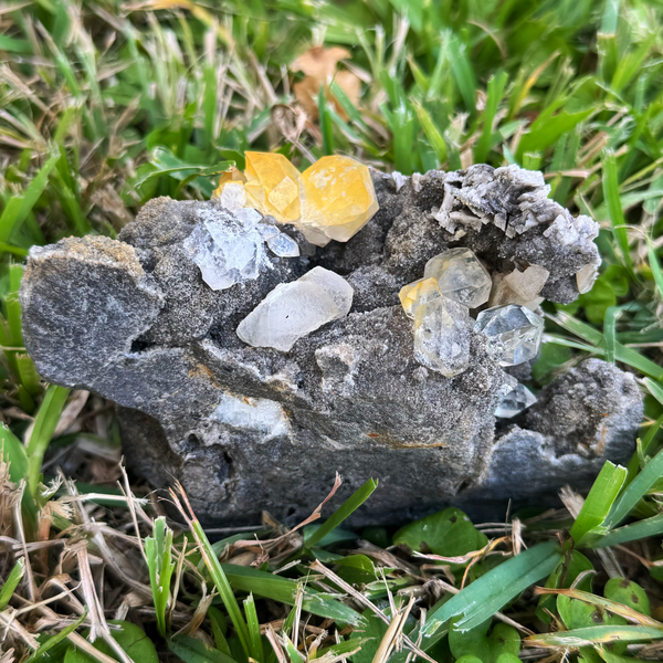 Herkimer Diamond/Calcite on Matrix with Golden Healer