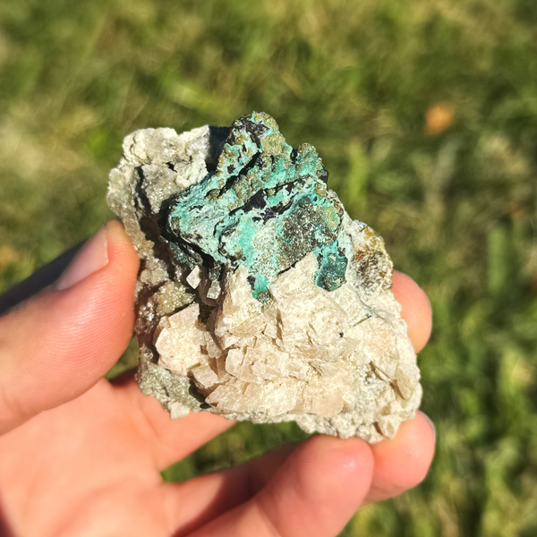 Chrysocolla on Galena with Barite and Quartz