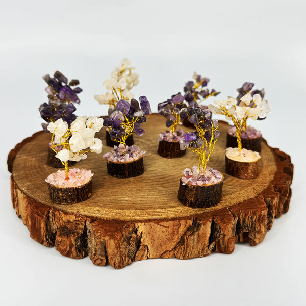 Mini Crystal Trees with Wood Base