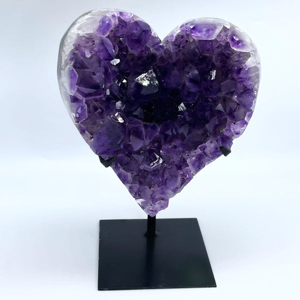 Large Amethyst Geode Heart (Display Stand Included)