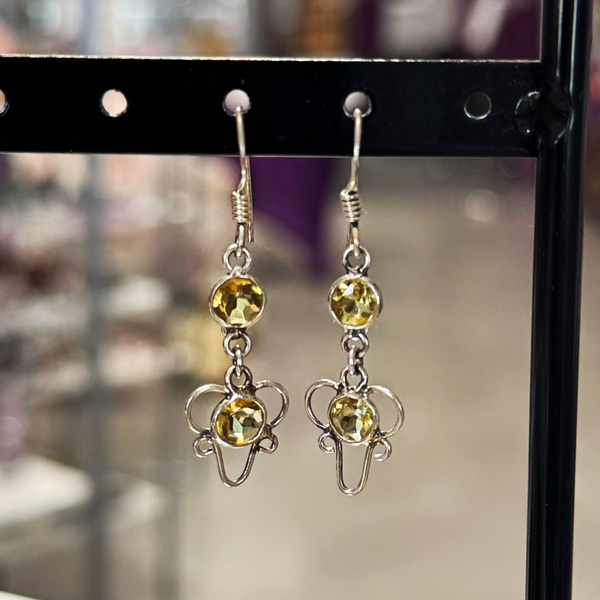 Faceted Citrine Earrings (Sterling Silver)