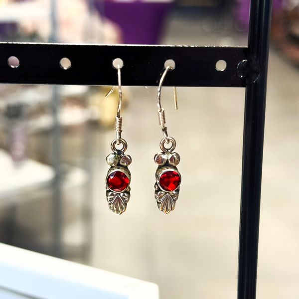 Fire Garnet Earrings (Sterling Silver)