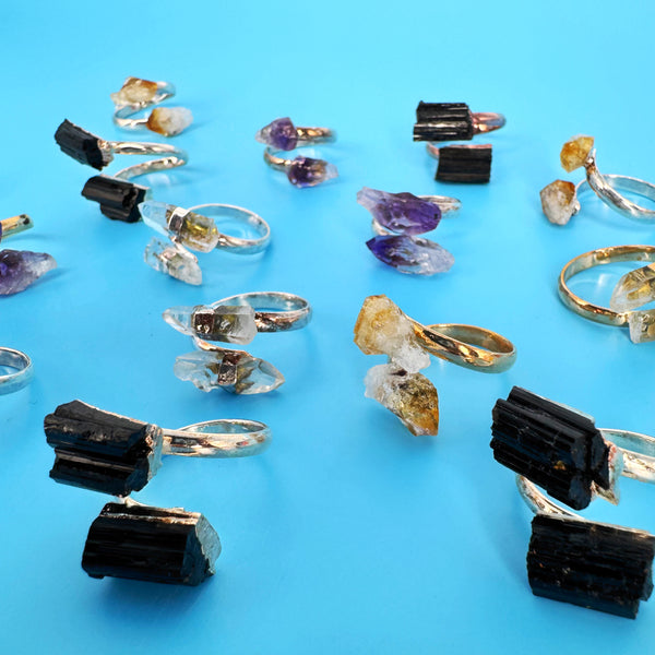 Adjustable Crystal Rings