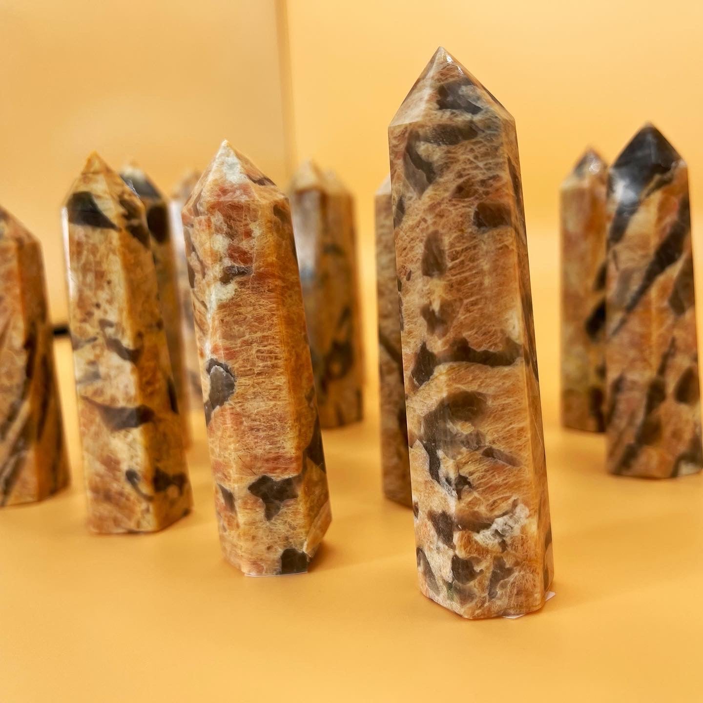 Peach Moonstone Smokey Quartz Towers – Ruby's Healing Crystals