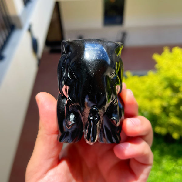 Obsidian Large Elephant Carving